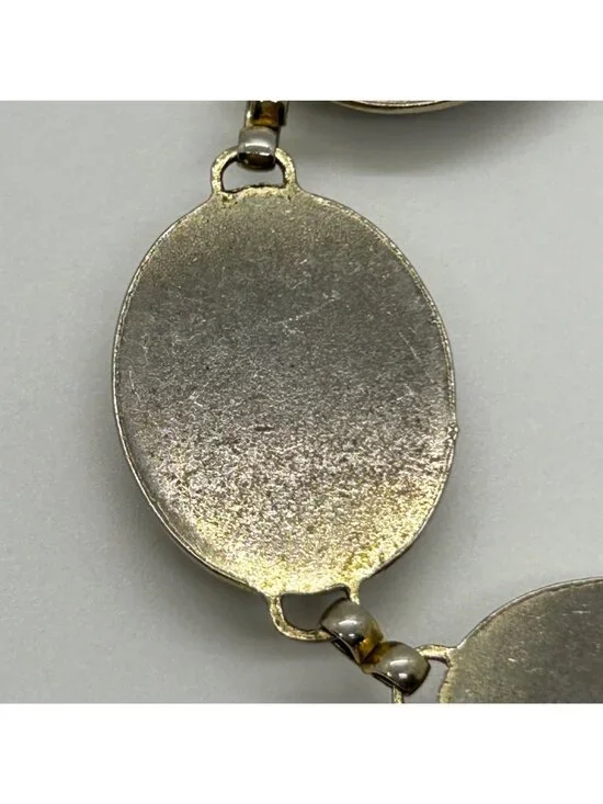 Vintage Reverse Carved Lucite Intaglio Bracelet Asian Geisha Design Gold Tone Pa - Picture 9 of 11